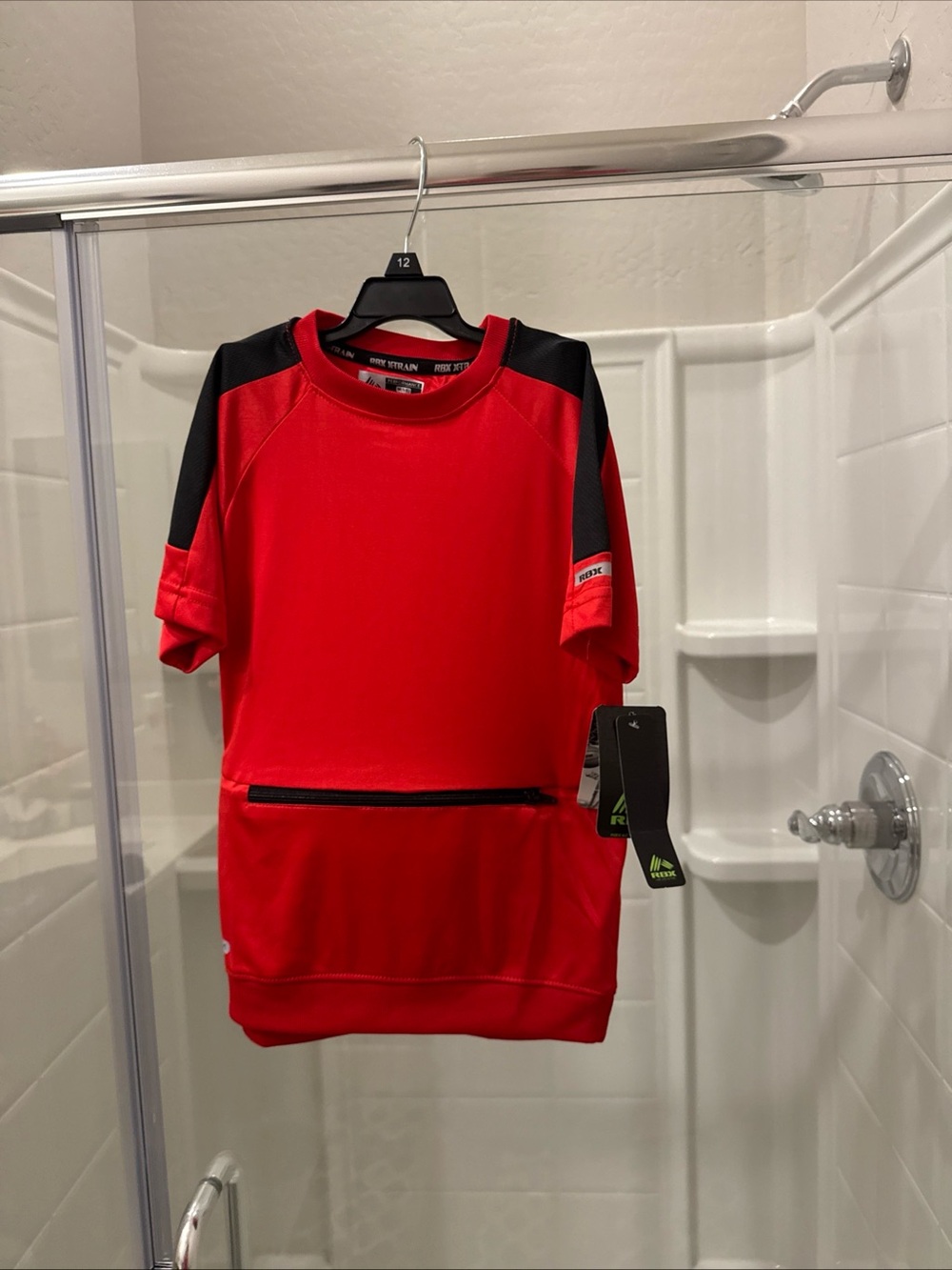 Boys Red Athletic Short-Sleeve Shirt with Black Accents
